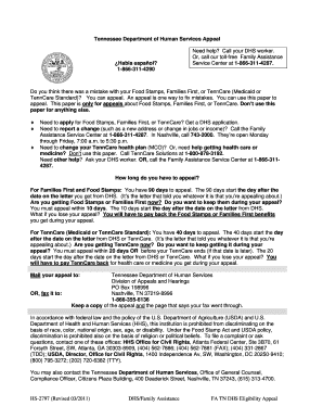Tennessee DHS Eligibility Appeal Form