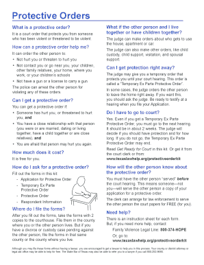 Texas Protective Order Application