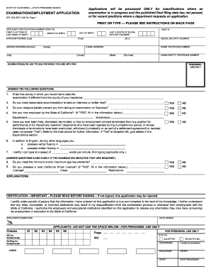 California State Personnel Board Examination Application