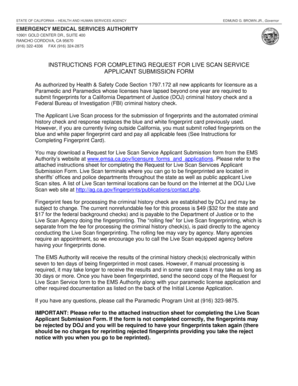 California Paramedic Live Scan Form