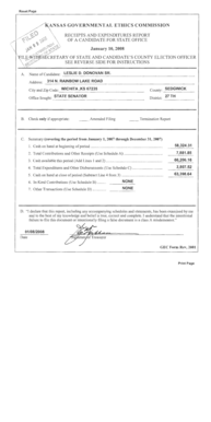 Kansas Candidate Receipts and Expenditures Report