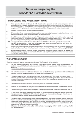 University of Edinburgh Group Flat Application Form