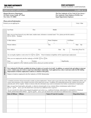 Port Authority Employment Application