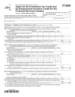 New York EZ Investment Tax Credit Form IT-605