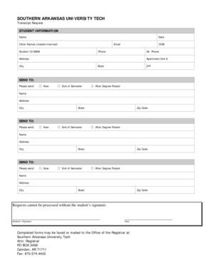 Southern Arkansas University Tech Transcript Request