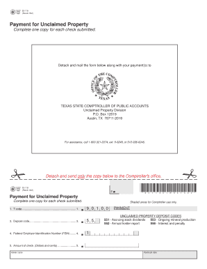 Texas Payment for Unclaimed Property Form 53-118