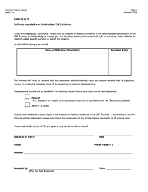 Deed of gift form - cacnews