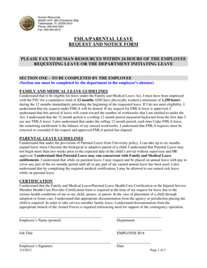 FMLA/Parental Leave Request and Notice Form