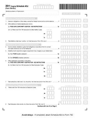 2011 Virginia Schedule ADJ