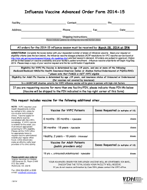 fillable online vdh virginia flu order form virginia department of virginia tech immunization form
