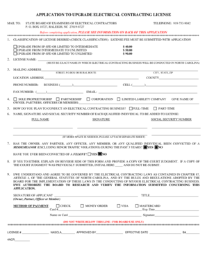 Application to Upgrade Electrical Contracting License