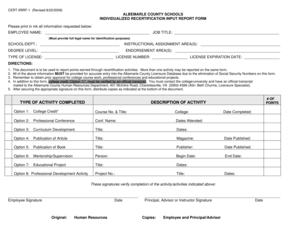 Albemarle County Schools Individualized Recertification Input Form