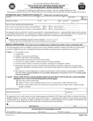 New York Metered Parking Waiver Application