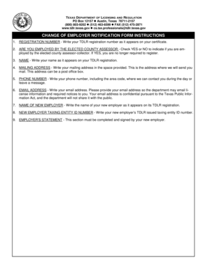 Texas Change of Employer Notification Form