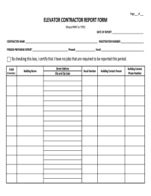 Elevator Contractor Report Form