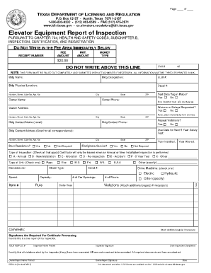 Texas Elevator Equipment Report of Inspection