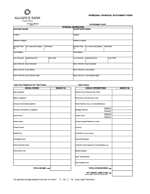 Personal income statement example - fillable personal financial statement form