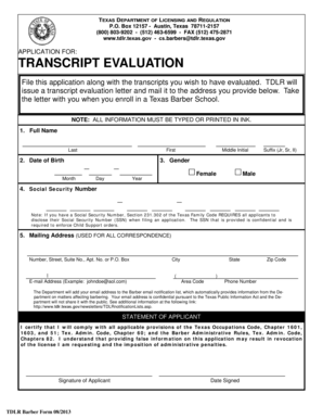 Texas Barber Transcript Evaluation Application