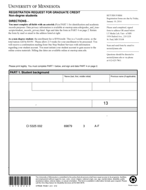 University of Minnesota Graduate Credit Registration Form