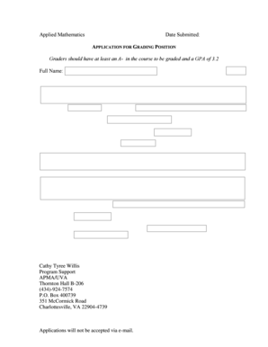 Application for Grading Position form PDF - School of Engineering ... - seas virginia