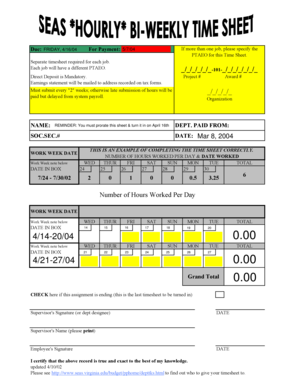 University Time Sheet Template