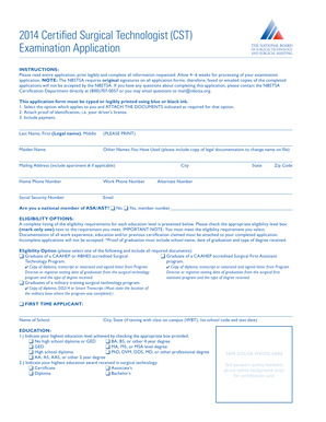 2014 Certified Surgical Technologist Examination Application