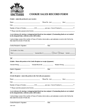 Cookie Sales Record Form