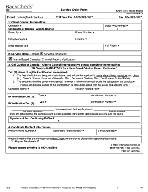 Girl Guides of Canada Alberta Council Service Order Form