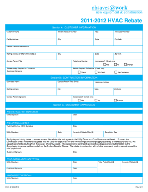 HVAC Rebate Application Form