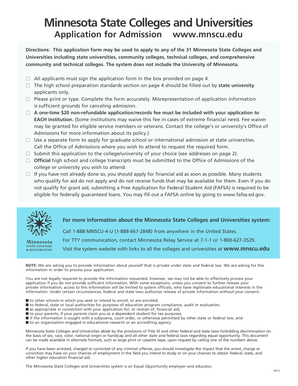 Minnesota State Colleges and Universities Application for Admission