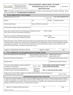 Minnesota Postsecondary Enrollment Options Program Registration Form