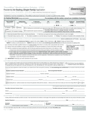 Utah Residential Air Sealing Rebate Application