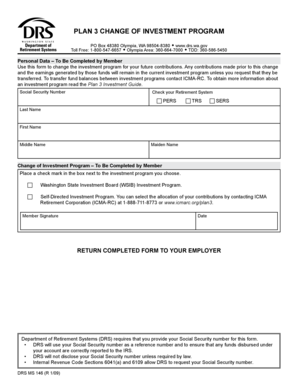 Washington State Change of Investment Program Form
