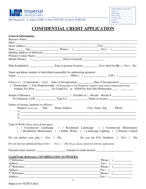 Confidential Credit Application