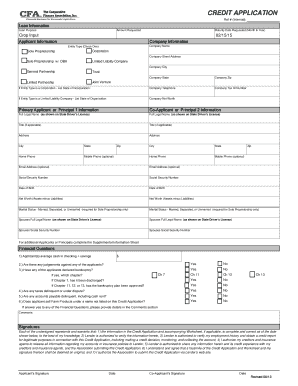 Credit Application for Loan