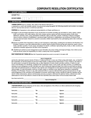 Corporate Resolution Certification