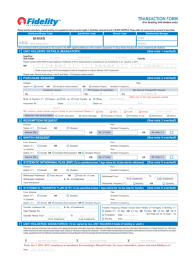 Fidelity Mutual Fund Transaction Form
