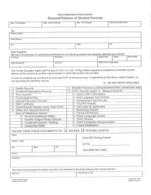 Katy ISD Student Records Request Form