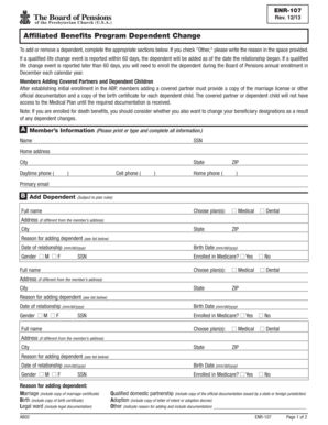 Affiliated Benefits Program Dependent Change Form