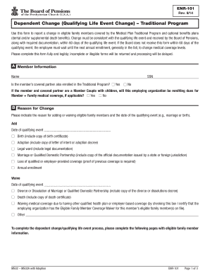 Dependent Change Form ENR-101