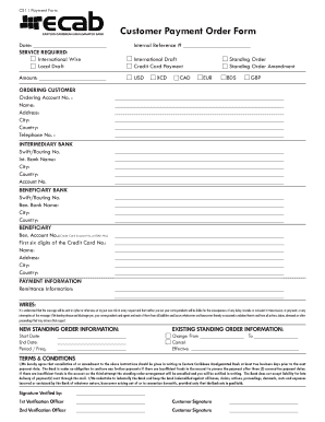 Customer Payment Order Form