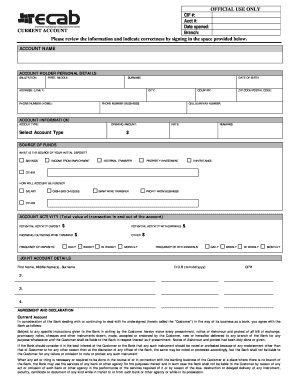 Bank Account Opening Form