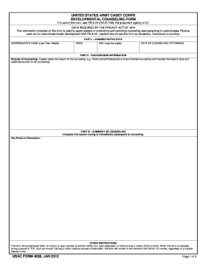 For use of this form, see FM 6-22 (FM 22-100) the proponent agency is G1 - goarmycadets