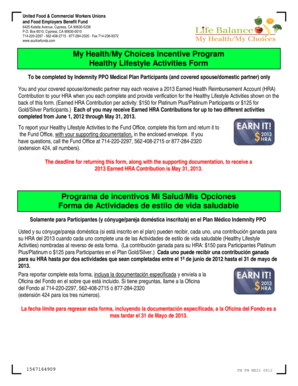 Healthy Lifestyle Activities Reporting Form