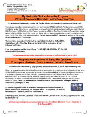 Physical Exam and Biometric Health Screening Form