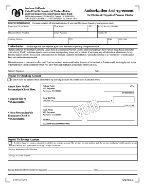 Southern California Pension Check Electronic Deposit Authorization