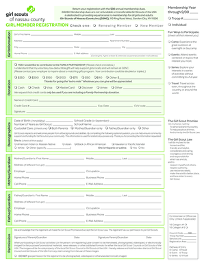 Girl Scouts Membership Registration Form