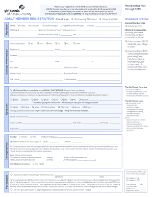 Girl Scouts Adult Member Registration Form