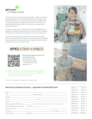 Girl Scouts Operation Cookie 2013 Donation Form