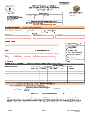 Florida Educator's Certificate Renewal Application